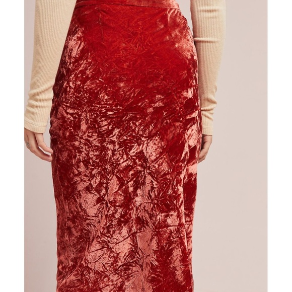 Anthropologie Maeve velvet midi skirt warm rust - Picture 2 of 8